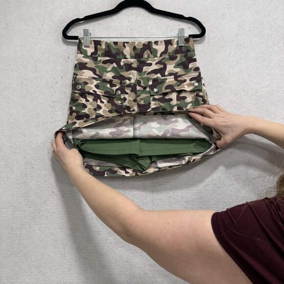 Zara Camo Shirt Skirt Set Womens XS Green Camouflage 2 Piece Military Utility - Picture 9 of 16